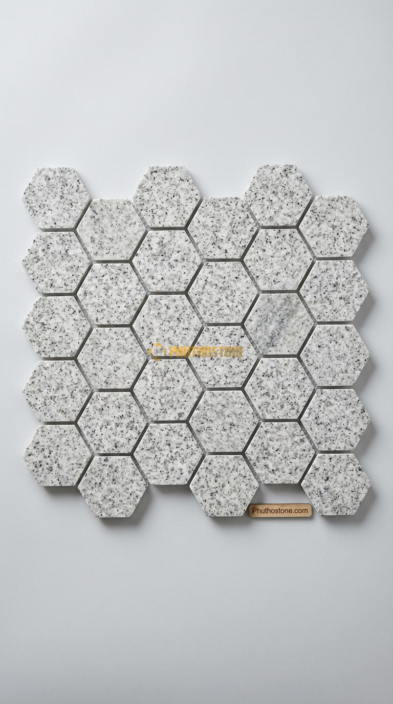 Đá Chẻ Granite Trắng Muối Tiêu 20×20 Lát Sân Trước Nhà