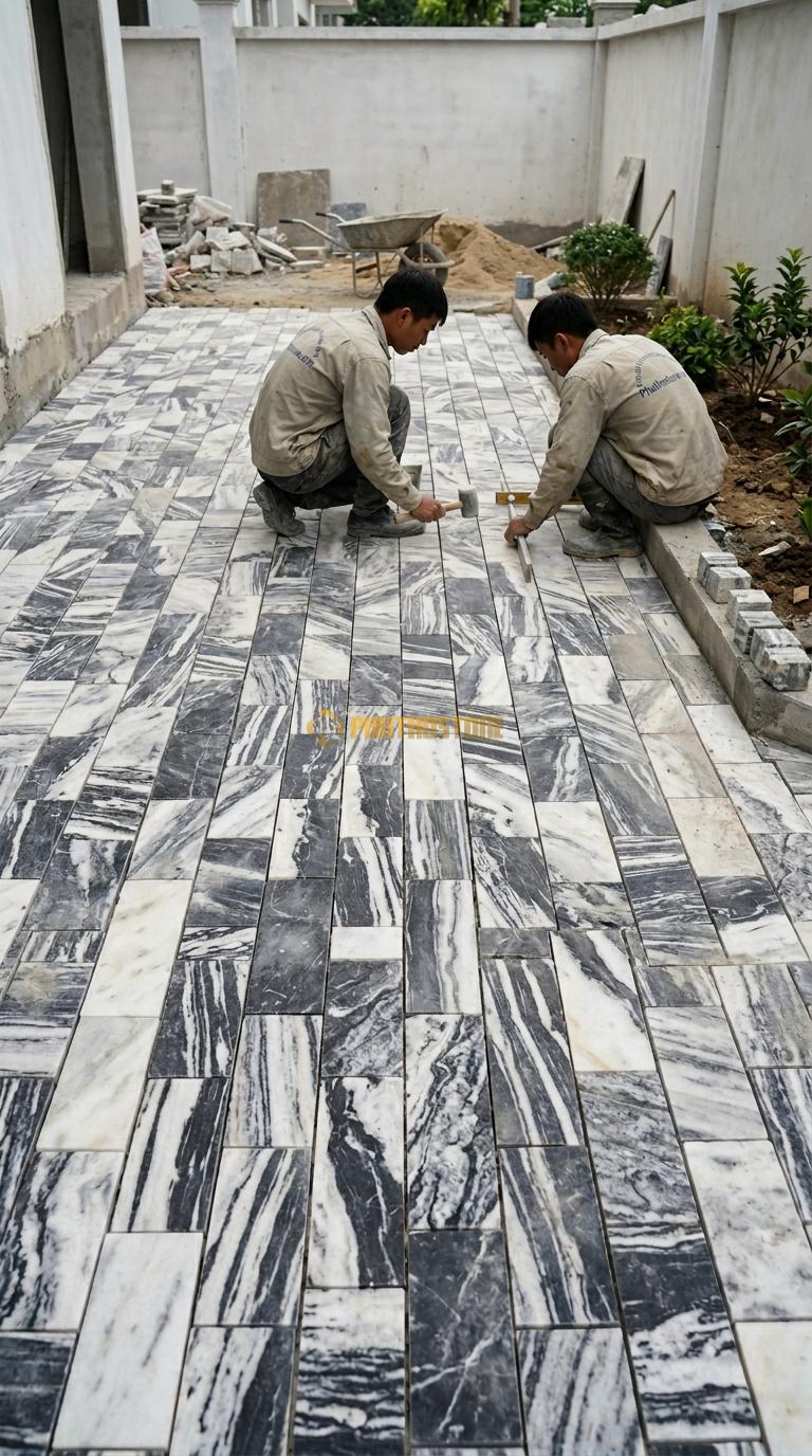 Đá Cubic Tuyết Sơn Lát Sân Kiểu Sole Sân Biệt Thự KT Viên 10x10x10cm