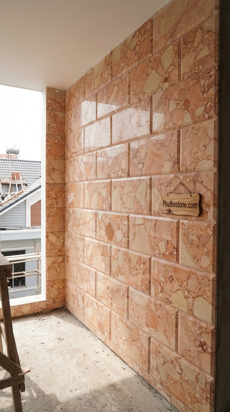 Đá Granite Hồng Băm Mặt 3cm Lát Sân Resort 600x600cm