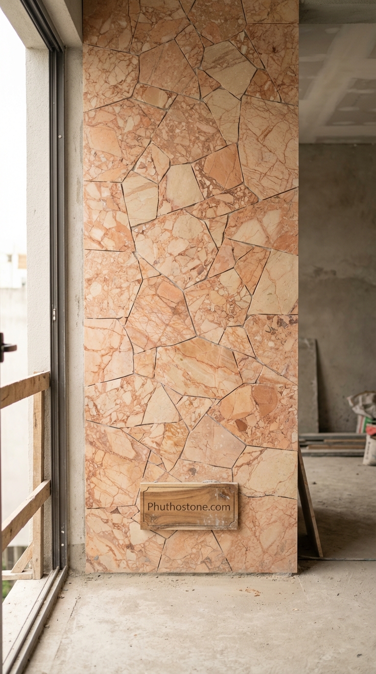 Đá Granite Hồng Chẻ Tay 2cm Lát Lối Đi 300x600cm