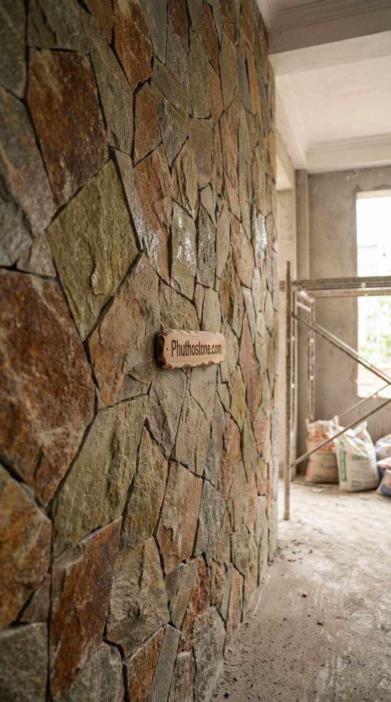 Đá Lai châu ốp tường độc đáo, bề mặt mosaic đá tự nhiên, Kích thước vỉ 30x30cm
