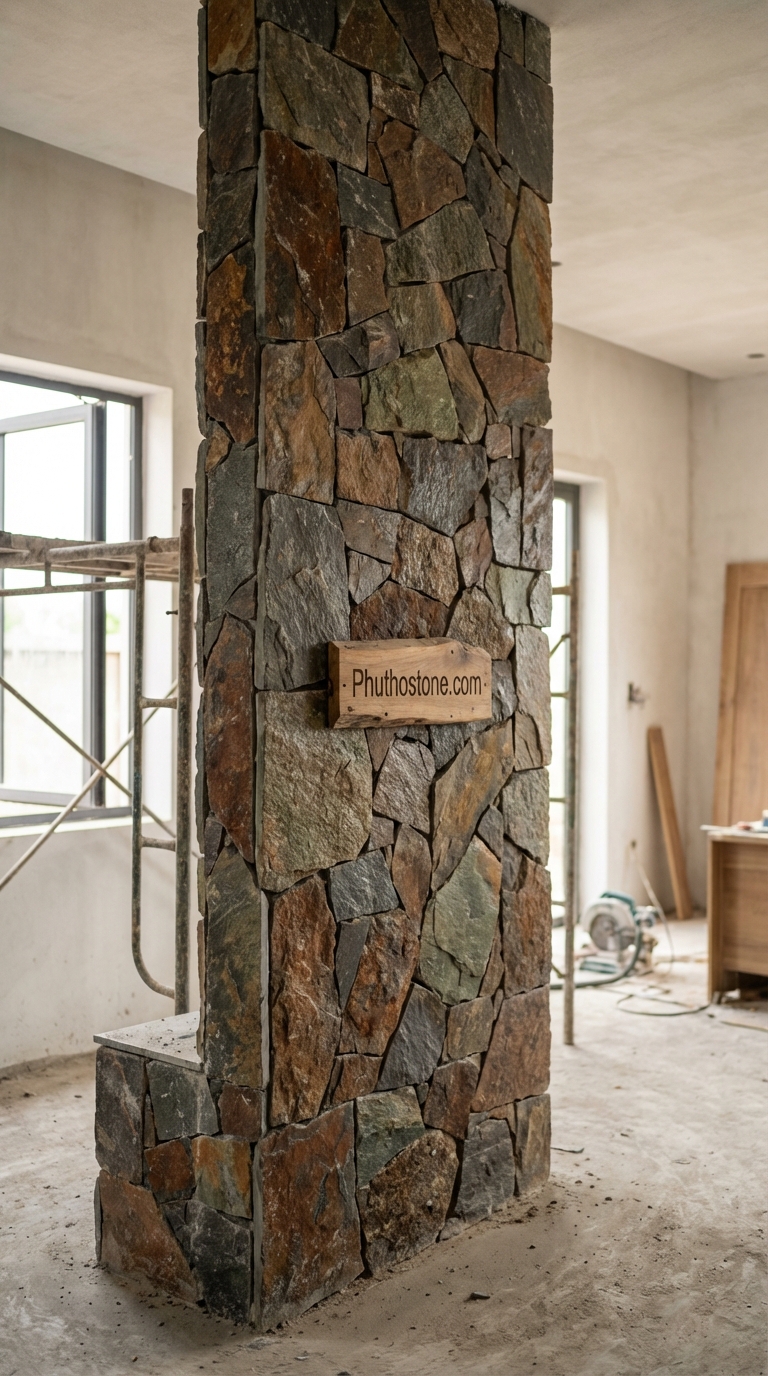 Đá Granite Vàng Băm Hoạ Tiết 3cm Lát Sân Nhà 400x400cm