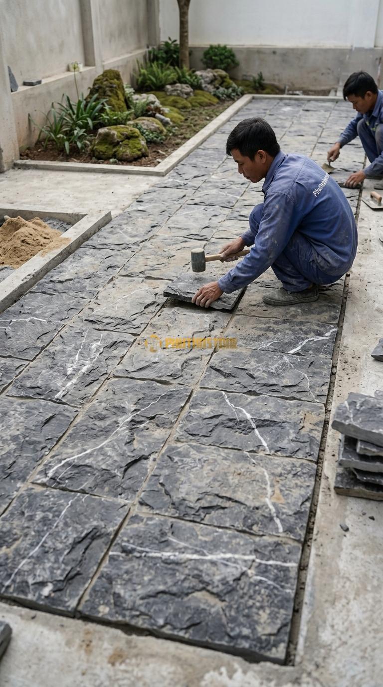 Đá Mosaic Đá Đen Chỉ Trắng Vỉ 30×30 Lát Trang Trí Tường Phòng Khách