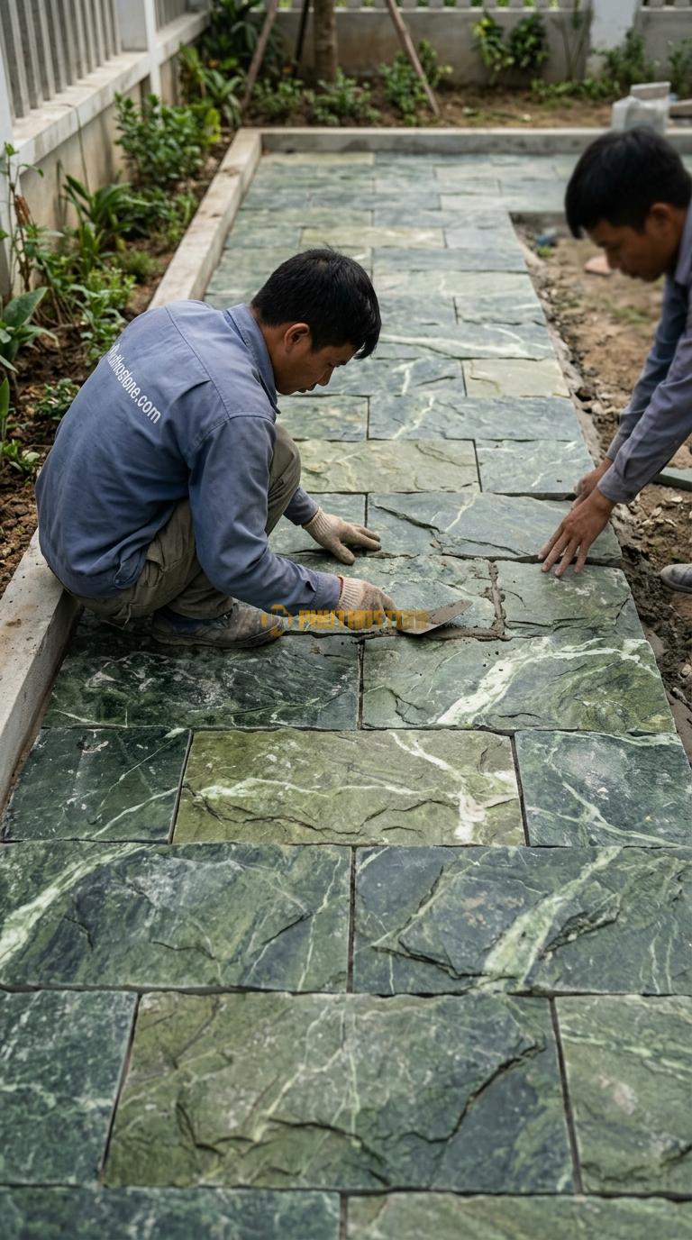 Đá Mosaic Đá Serpentine Vỉ 30×30 Lát Giếng Trời