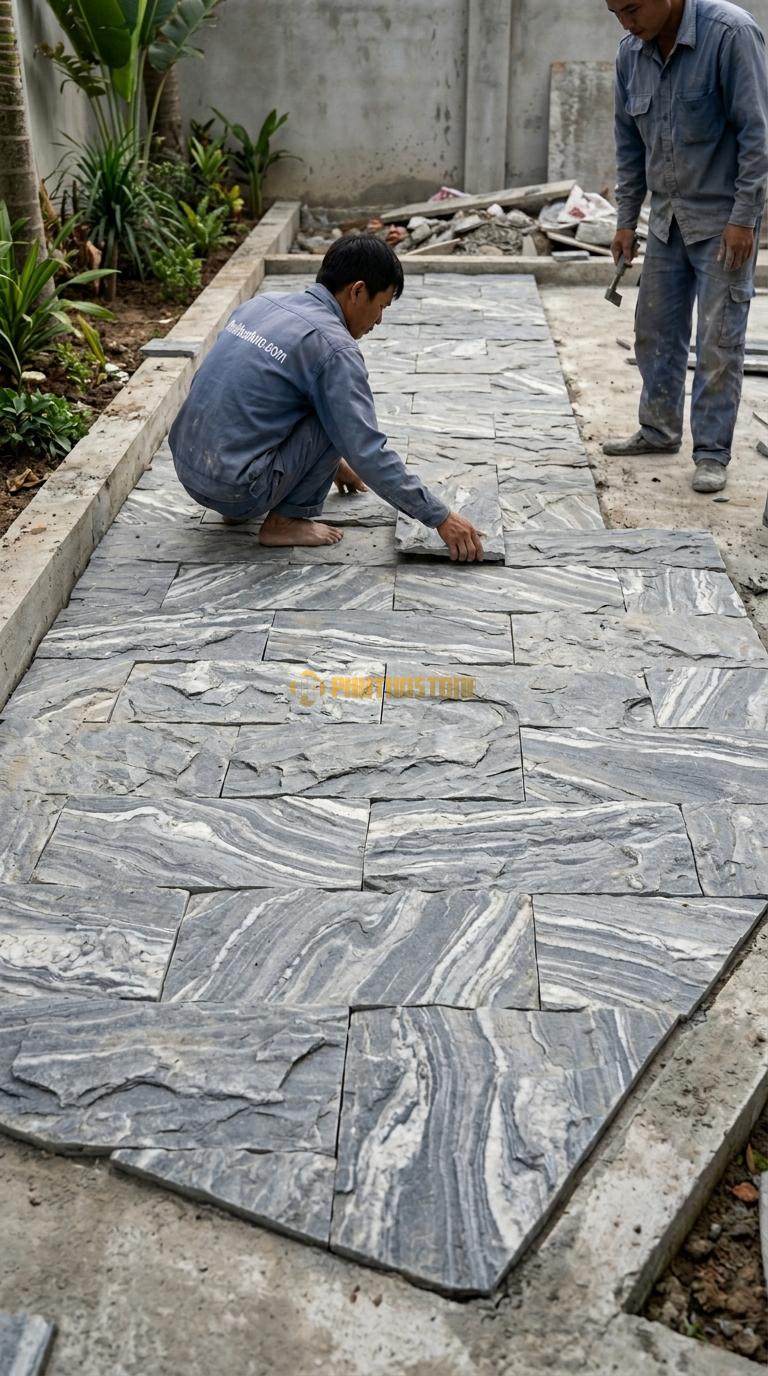 Đá Mosaic Đá Vân Mây Vỉ 30×30 Lát Giếng Trời