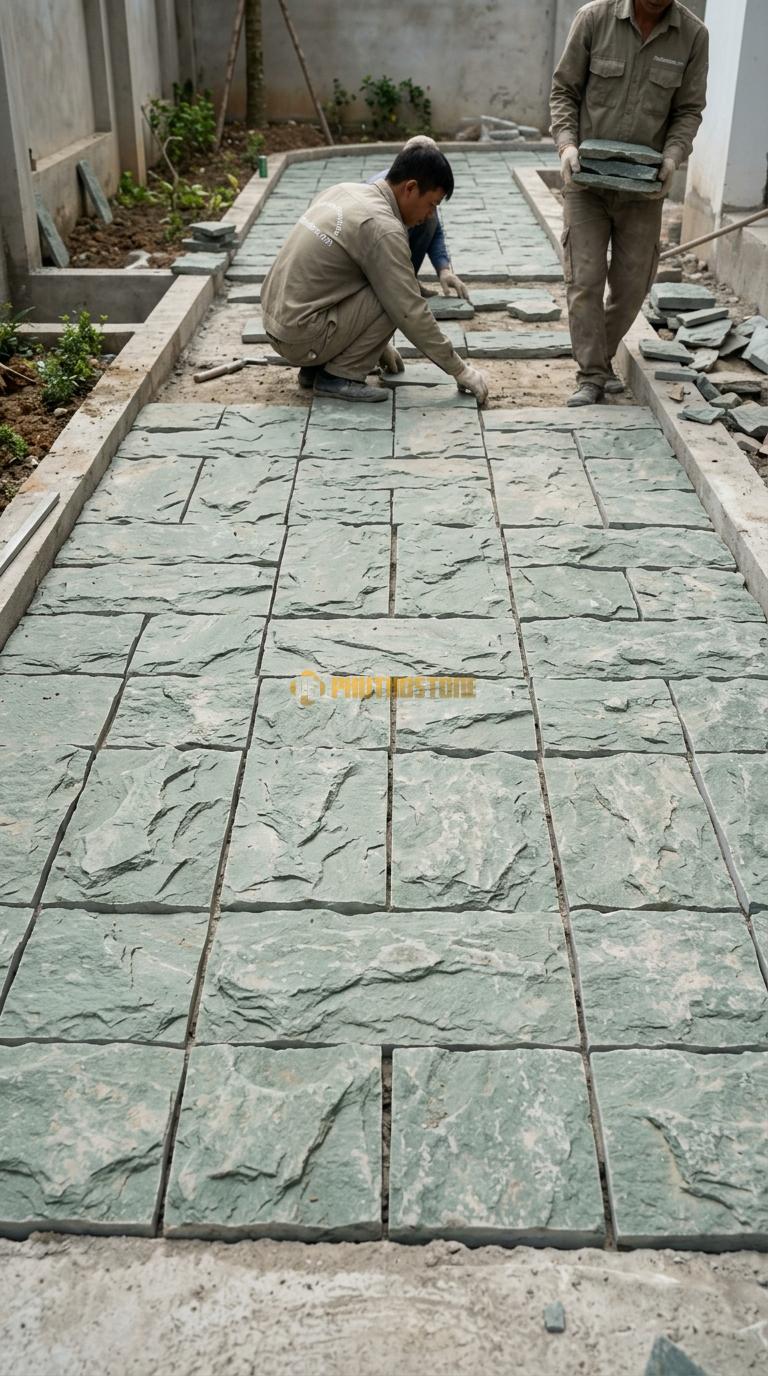 Đá Mosaic Đá Xanh Ấn Vỉ 30×30 Lát Bếp (Ốp Backsplash)