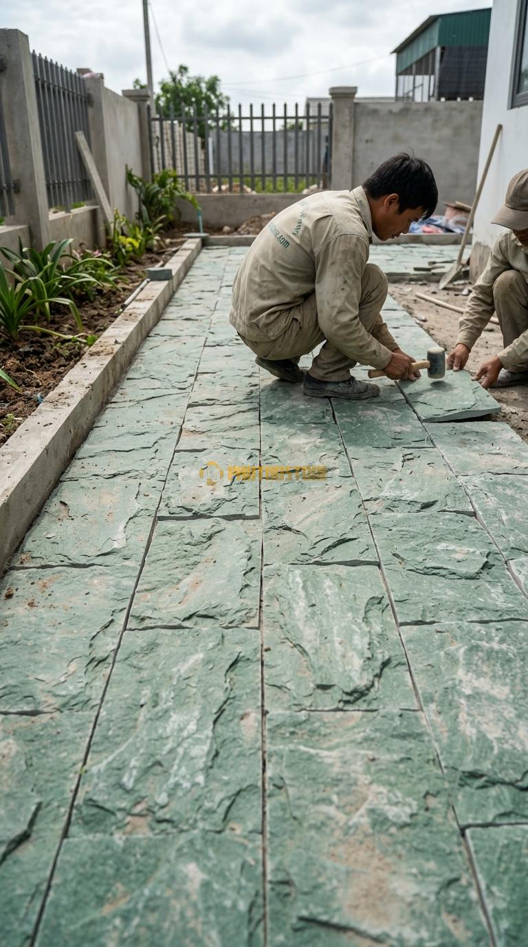 Đá Mosaic Đá Xanh Ấn Vỉ 30×30 Lát Giếng Trời