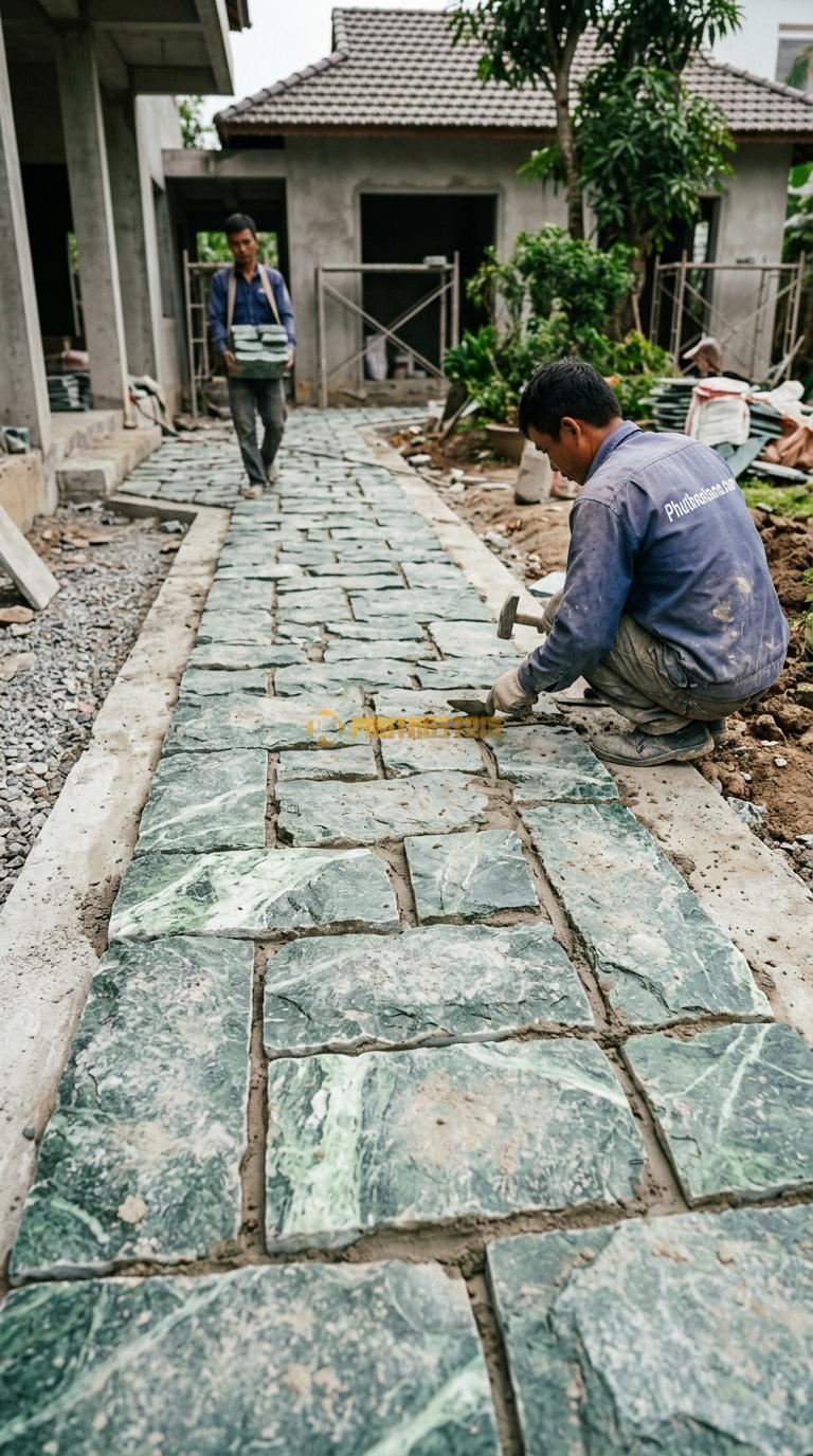 Đá Mosaic Đá Xanh Ấn Vỉ 30×30 Lát Trang Trí Tường Phòng Khách