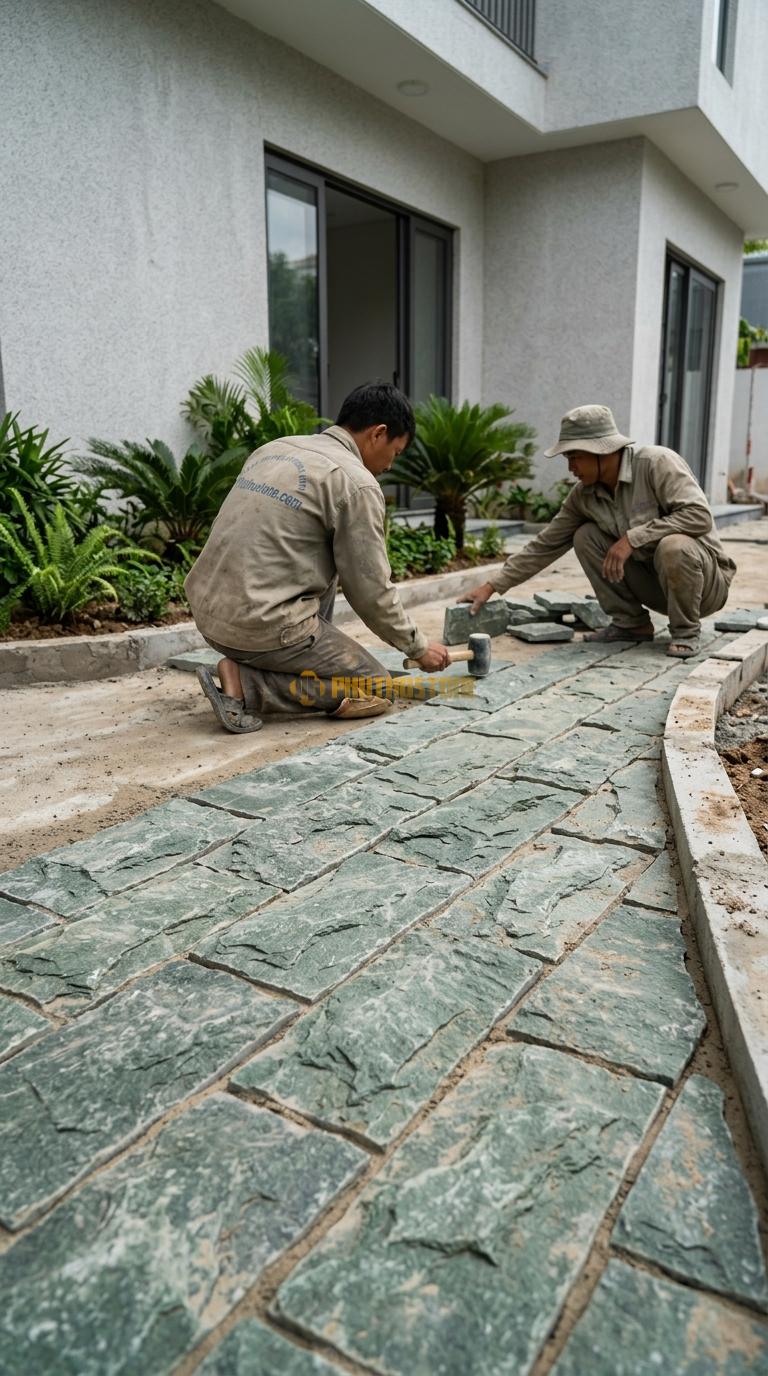 Đá Mosaic Đá Xanh Ấn Vỉ 30×30 Lát Tường Phòng Tắm
