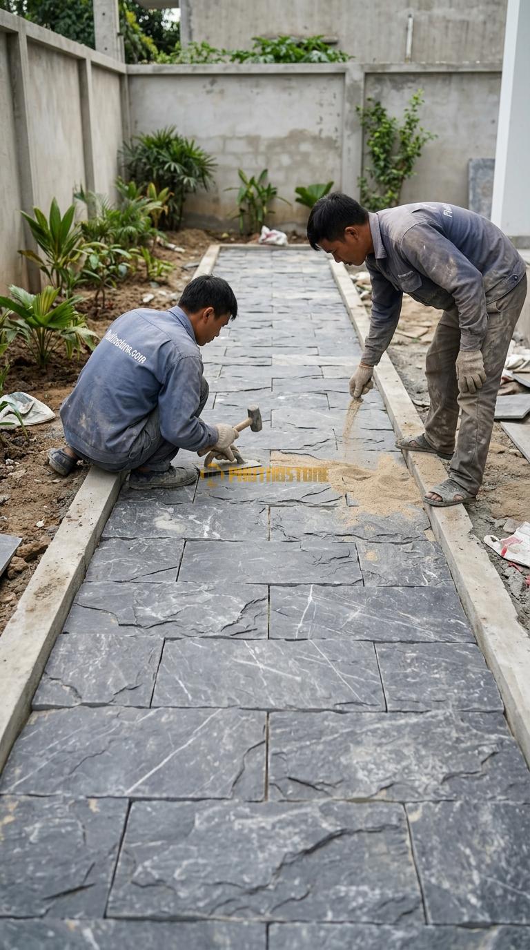 Đá Mosaic Đá Xanh Đen Vỉ 30×30 Lát Bếp (Ốp Backsplash)