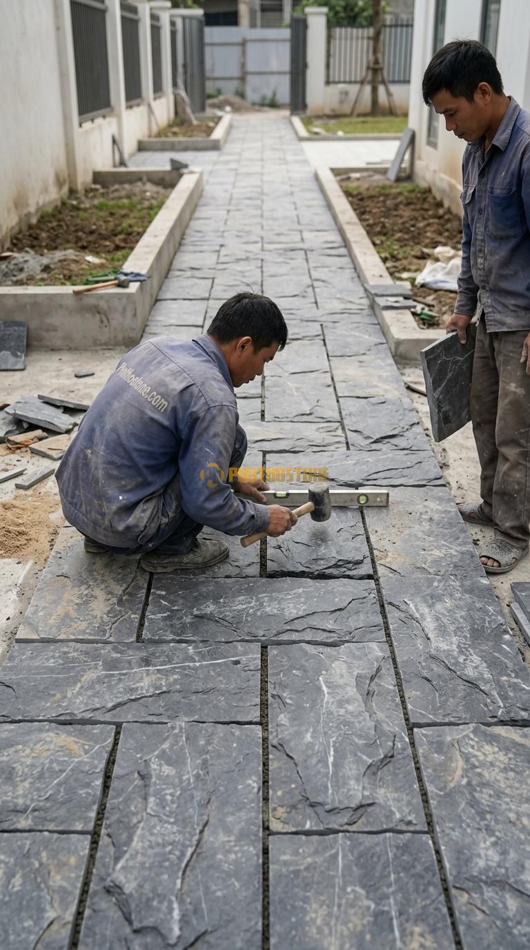 Đá Mosaic Đá Xanh Đen Vỉ 30×30 Lát Quầy Bar