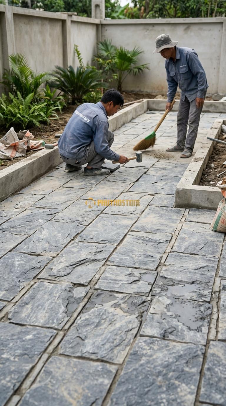 Đá Mosaic Đá Xanh Đen Vỉ 30×30 Lát Trang Trí Tường Phòng Khách