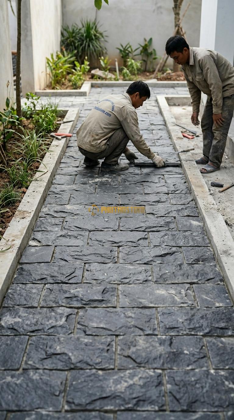 Đá Mosaic Đá Xanh Đen Vỉ 30×30 Lát Tường Phòng Tắm