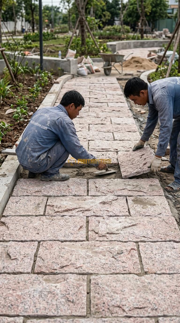 Đá Mosaic Granite Hồng Vỉ 30×30 Lát Quầy Bar