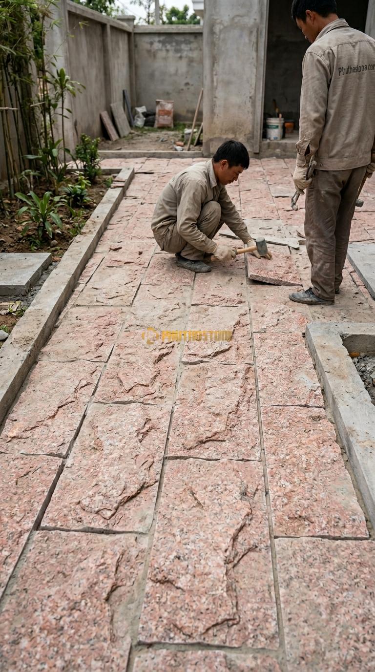 Đá Mosaic Granite Hồng Vỉ 30×30 Lát Trang Trí Tường Phòng Khách