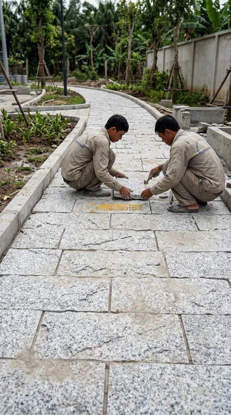 Đá Mosaic Granite Trắng Muối Tiêu Vỉ 30×30 Lát Quầy Bar