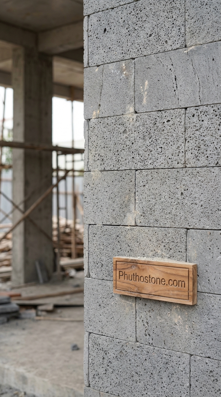 Đá ong xám ốp mặt tiền, bề mặt chẻ tay (Slate), Kích thước 10x20cm