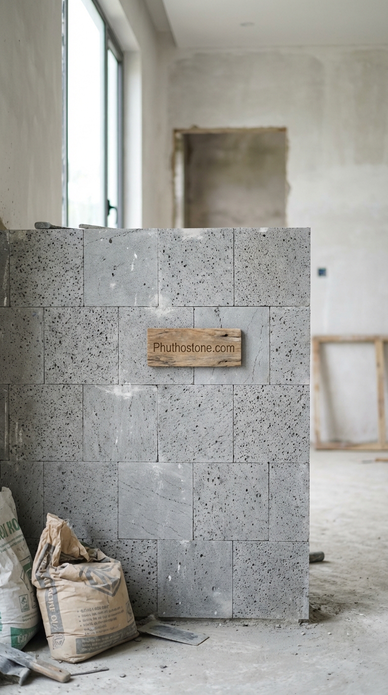 Đá ong xám ốp tường độc đáo, bề mặt mosaic đá tự nhiên, Kích thước vỉ 30x30cm