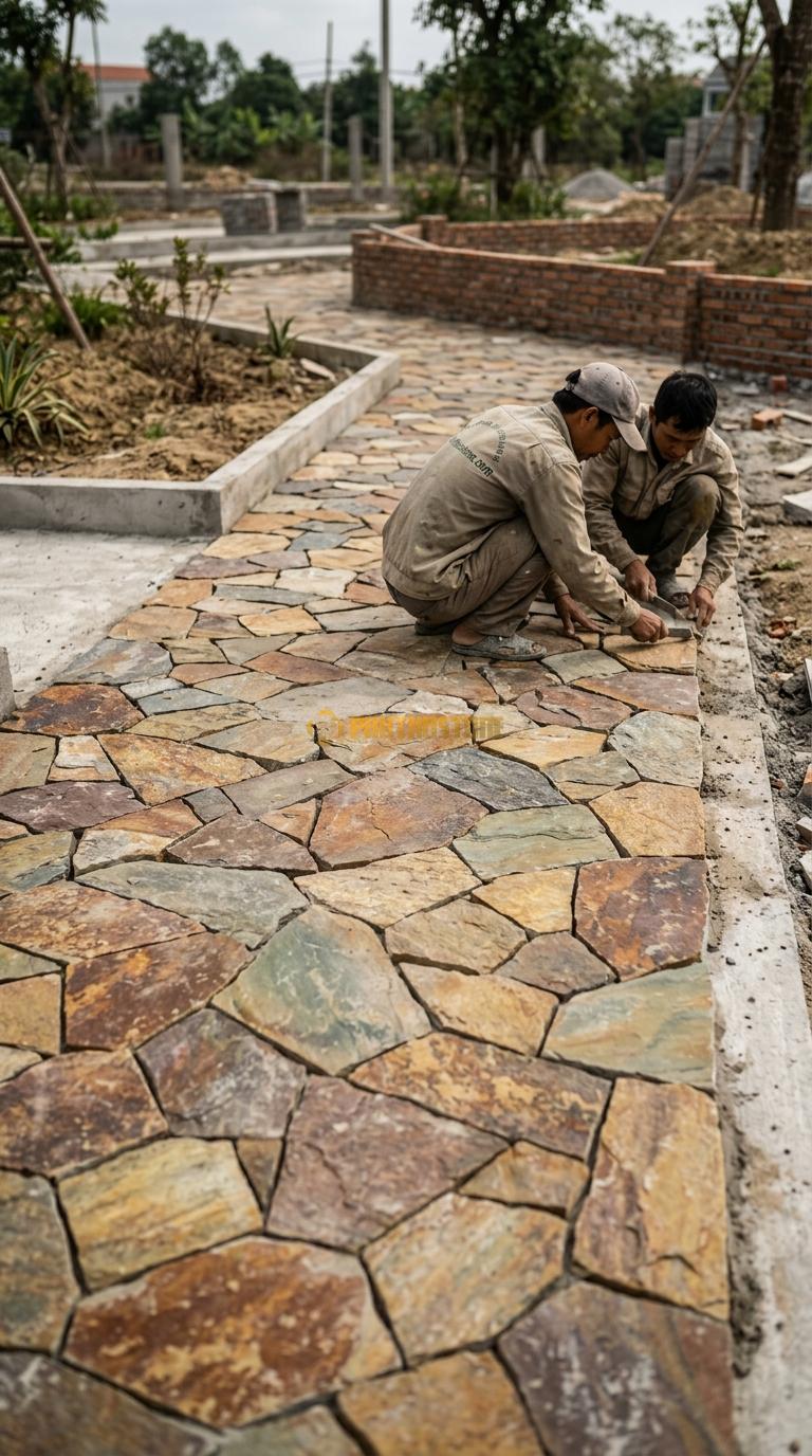 Đá Rối Lát Lối Đi Công Viên Đá Đa Sắc
