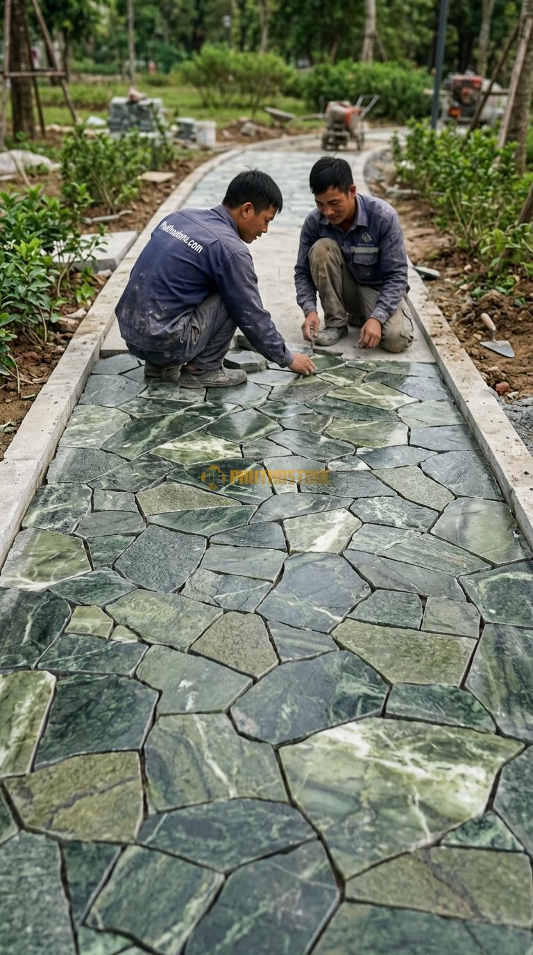 Đá Rối Lát Lối Đi Công Viên Đá Serpentine