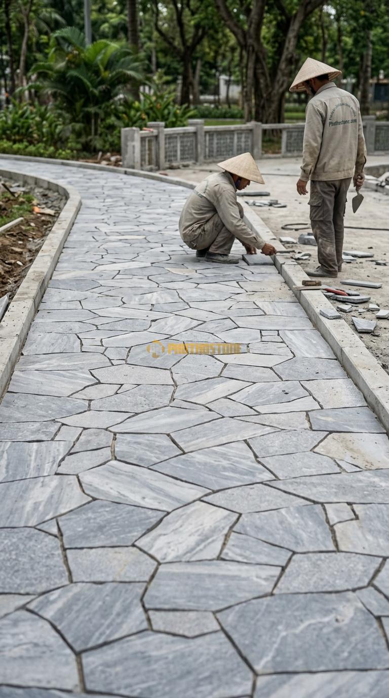 Đá Rối Lát Lối Đi Công Viên Đá Sọc Dưa