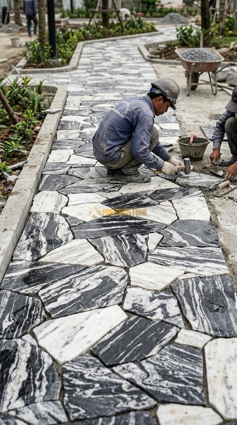 Đá Rối Lát Lối Đi Công Viên Đá Tuyết Sơn