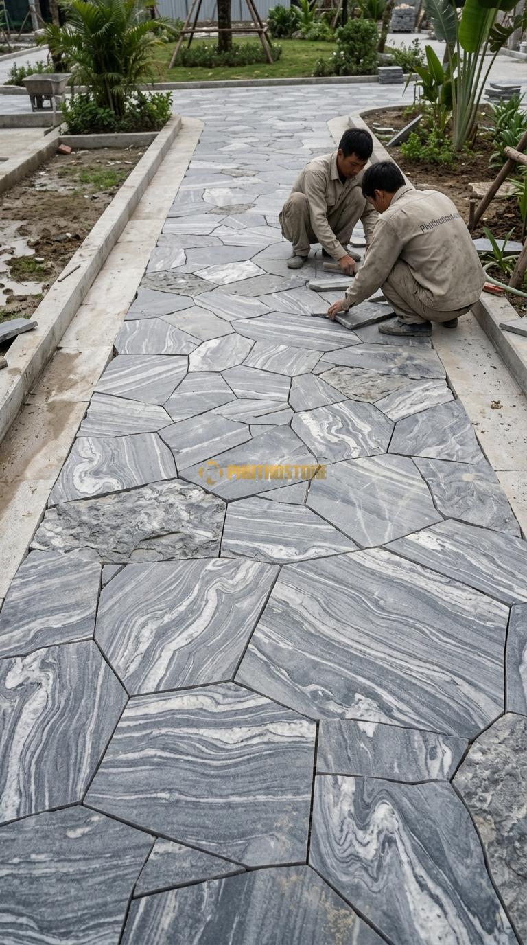 Đá Rối Lát Lối Đi Công Viên Đá Vân Mây