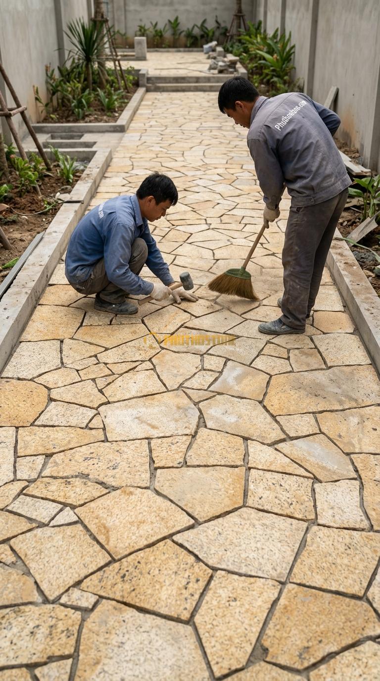 Đá Rối Lát Lối Đi Công Viên Granite Vàng