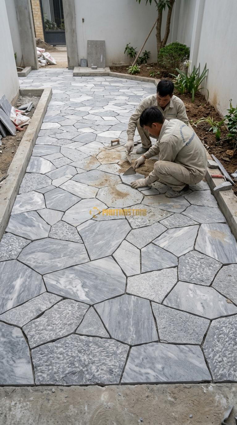 Đá Rối Sọc Dưa Lát Sân Nhà Phố