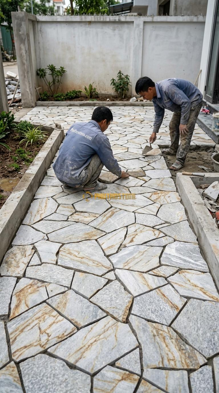 Đá Rối Vàng Kim Tuyến Lát Sân Nhà Phố