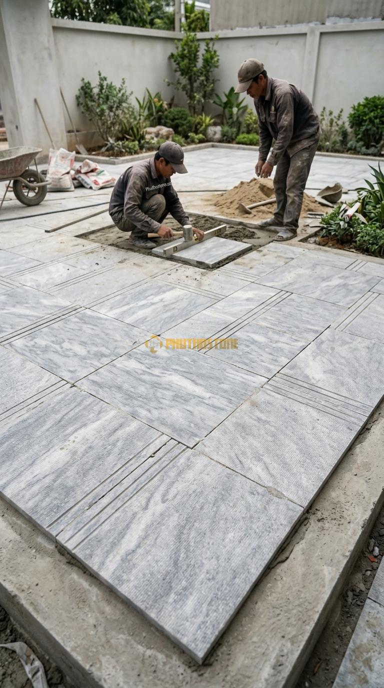 Đá Sọc Dưa Băm Hoạ Tiết 2cm Lát Sân Trước 500x500cm