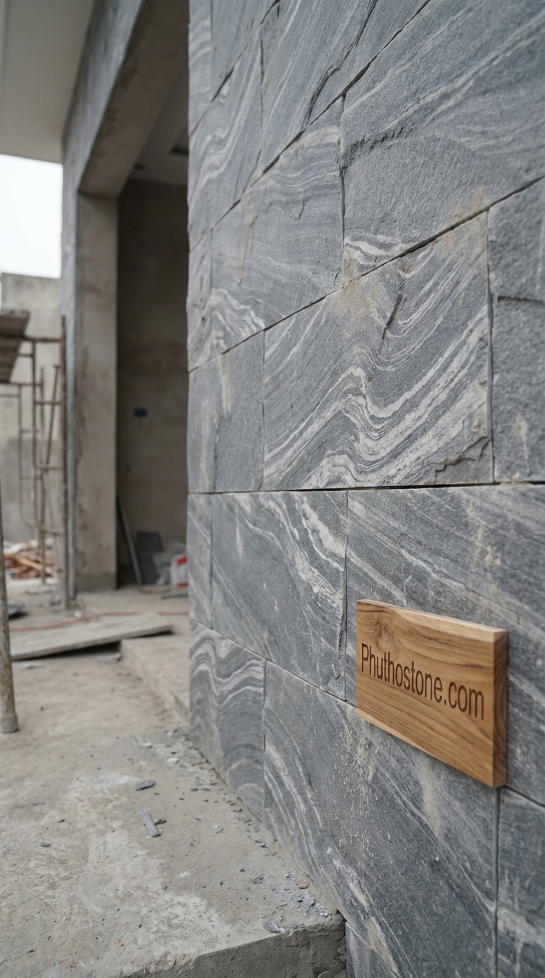 Đá sọc dưa ốp mặt tiền, bề mặt chẻ tay (Slate), Kích thước 10x20cm