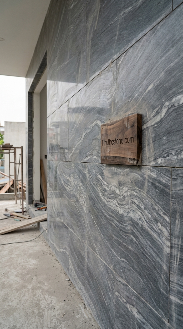 Đá sọc dưa ốp mặt tiền, bề mặt mài bóng sang trọng, Kích thước 60x120cm