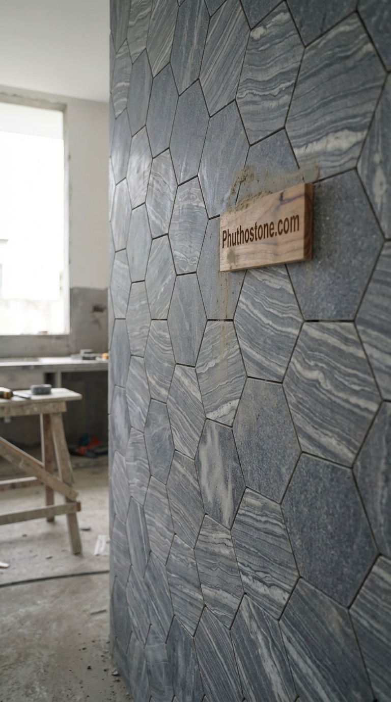 Đá sọc dưa ốp tường bếp, bề mặt Mosaic lục giác, Kích thước vỉ 30x30cm
