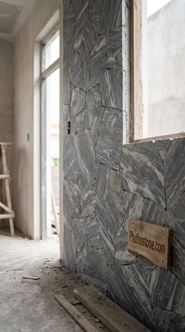 Đá Granite Trắng Muối Tiêu Chẻ Tay 2cm Lát Sân Vườn 300x300cm