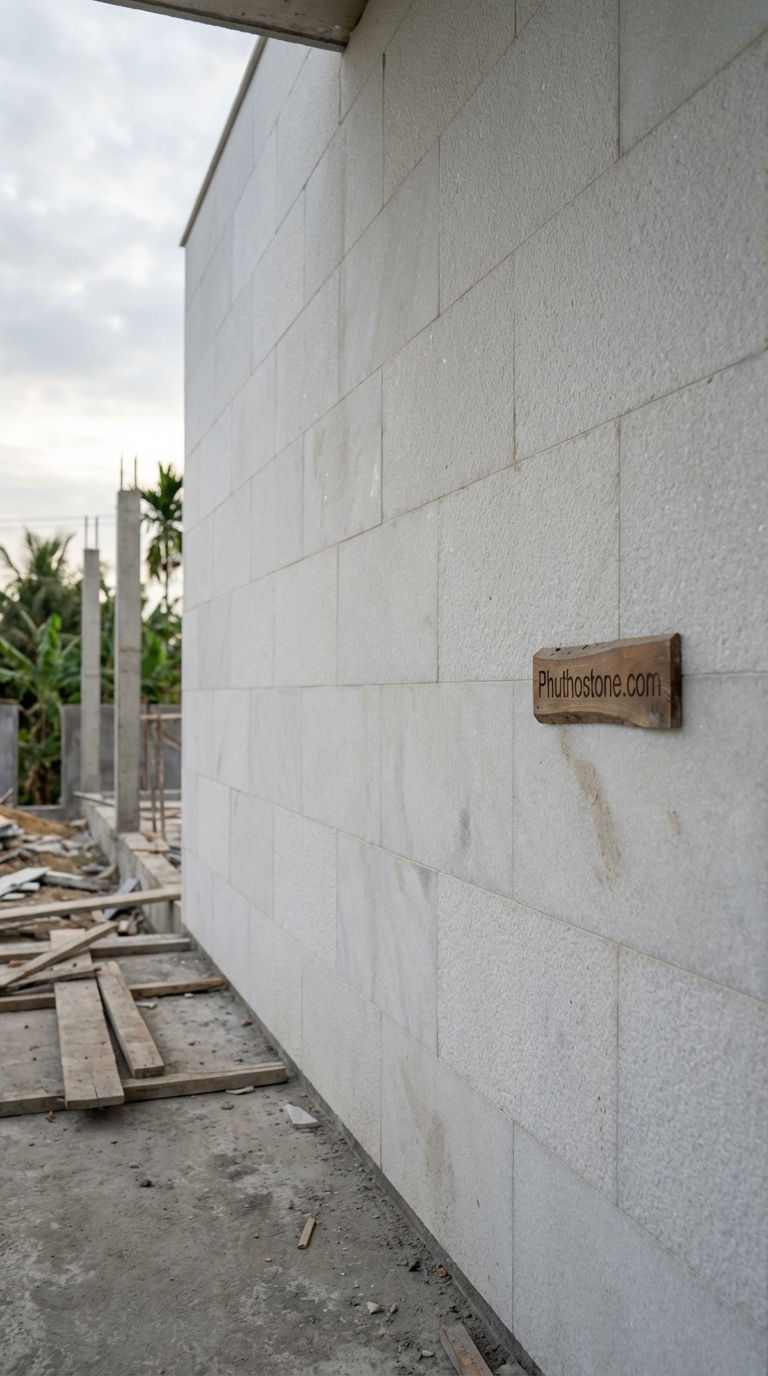 Đá trắng muối ốp mặt tiền, bề mặt khò mặt, Kích thước 30x60cm