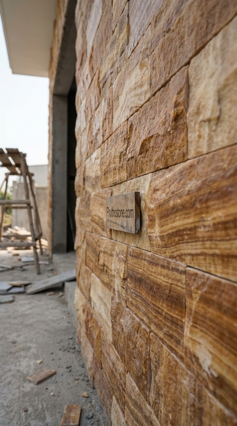 Đá vân gỗ ốp mặt tiền, bề mặt chẻ tay (Slate), Kích thước 10x20cm