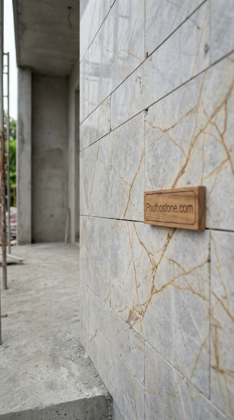 Đá vàng kim tuyến ốp mặt tiền, bề mặt khò mặt, Kích thước 30x60cm