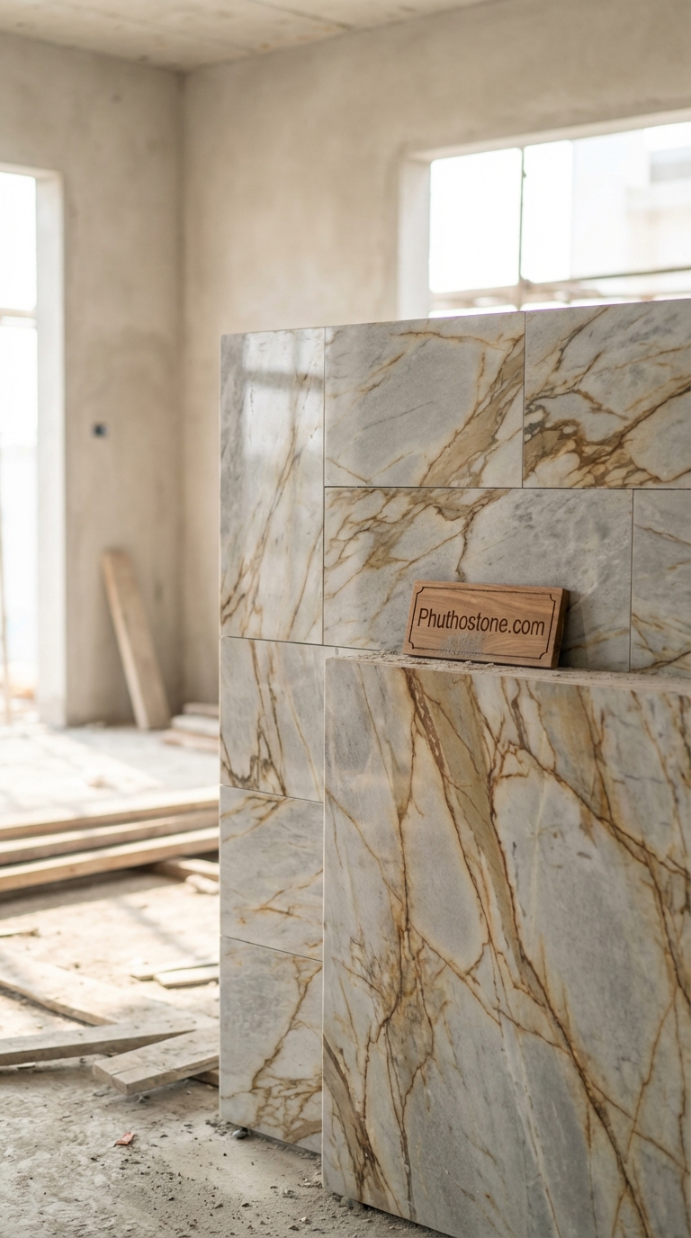Đá Granite Trắng Muối Tiêu Chẻ Tay 2cm Lát Lối Đi 300x600cm