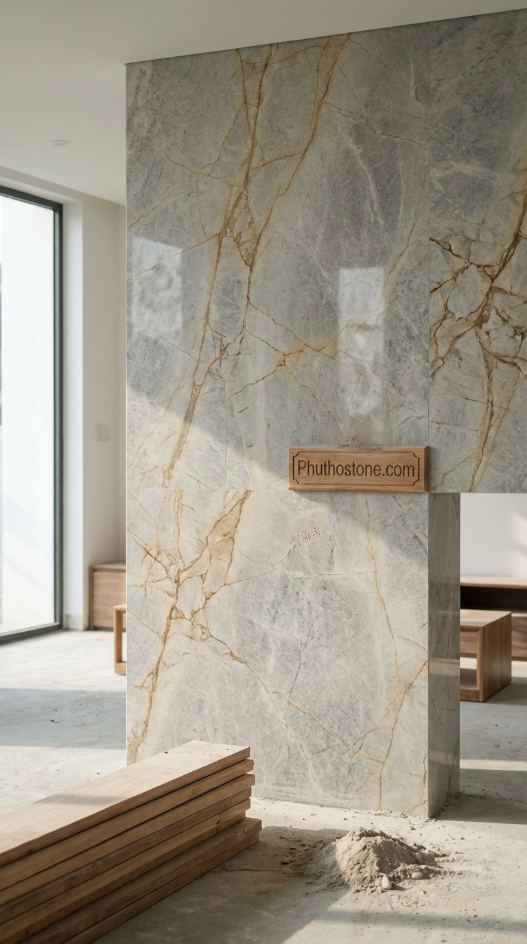 Đá Granite Trắng Muối Tiêu Băm Hoạ Tiết 3cm Lát Sân Nhà 400x400cm