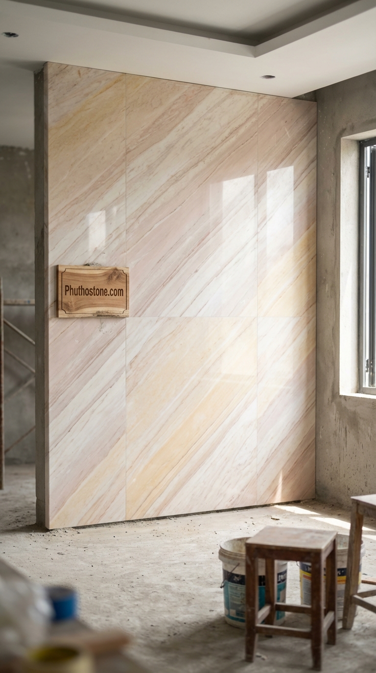 Đá Vân Mây Băm Hoạ Tiết 3cm Lát Sân Nhà 400x400cm