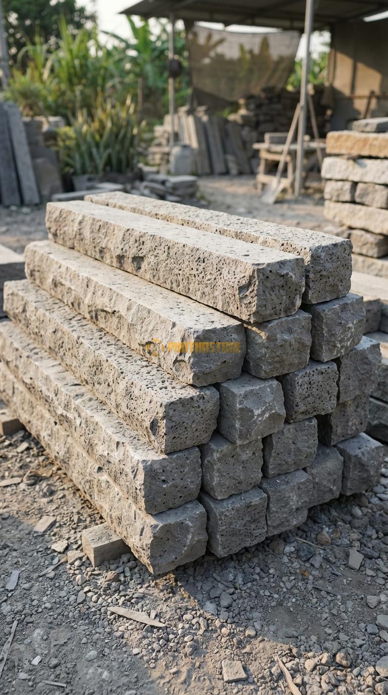 Trụ Đá Chẻ Đá Ong Xám 120cm