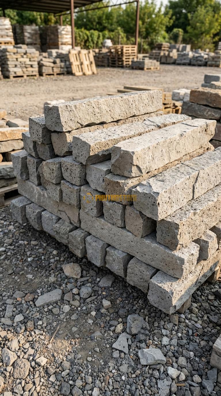 Trụ Đá Chẻ Đá Ong Xám 80cm