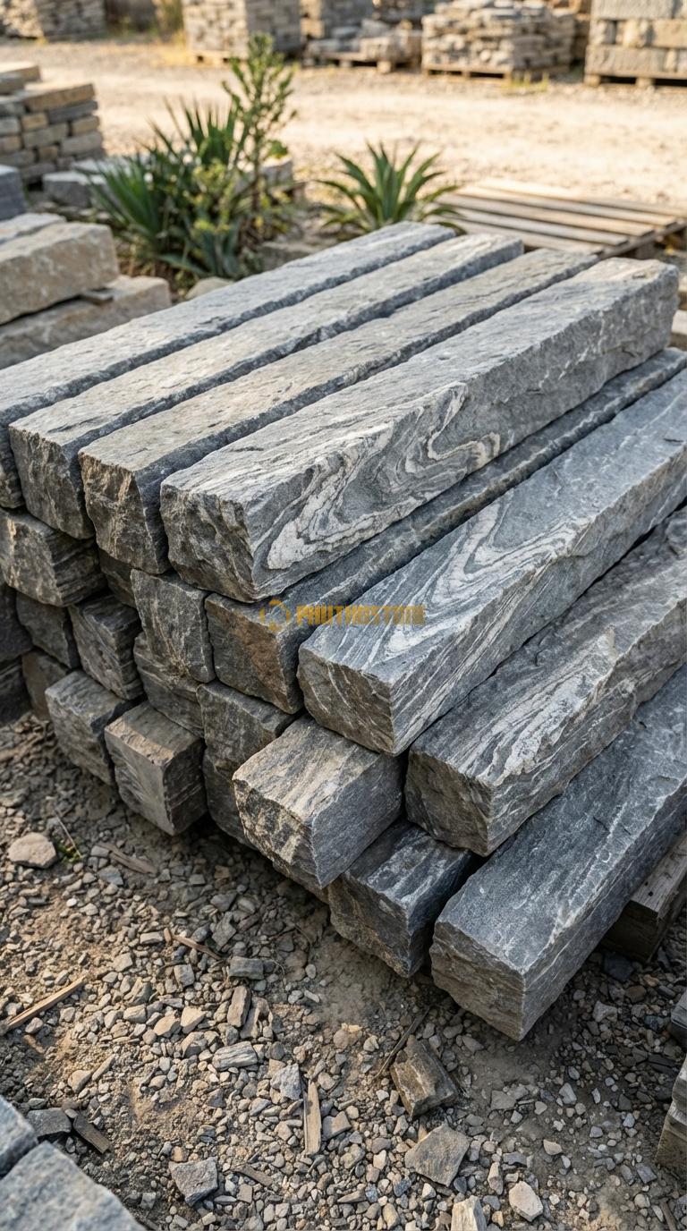 Trụ Đá Chẻ Đá Vân Mây 100cm