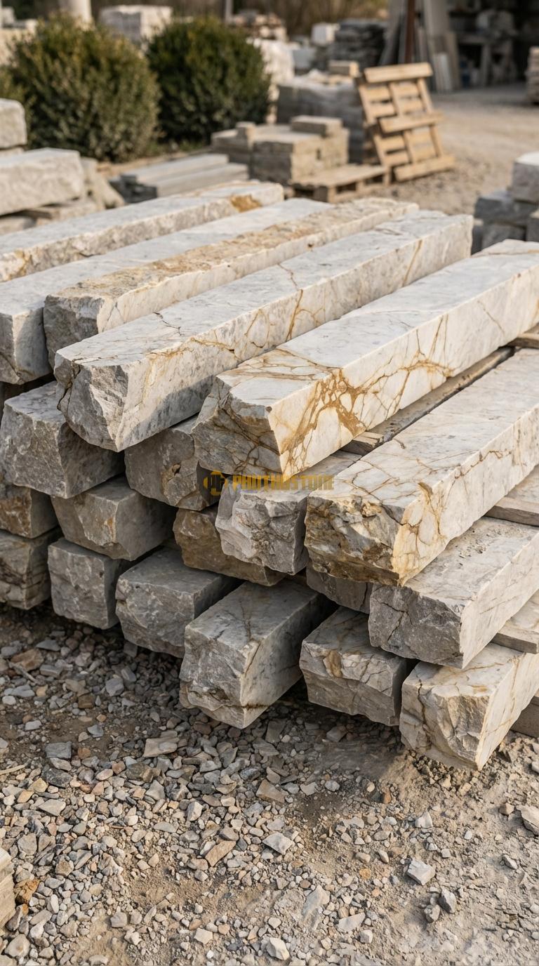 Trụ Đá Chẻ Đá Vàng Kim Tuyến 120cm