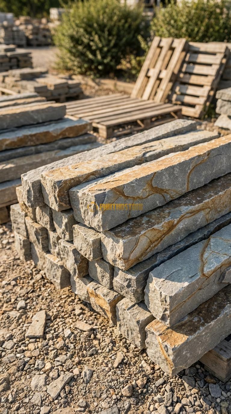 Trụ Đá Chẻ Đá Vàng Kim Tuyến 150cm