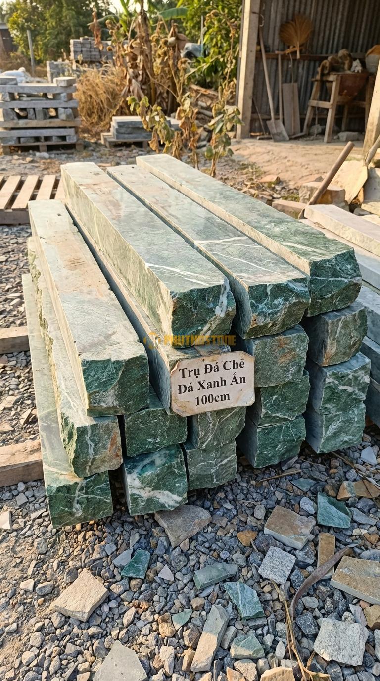 Trụ Đá Chẻ Đá Xanh Ấn 100cm