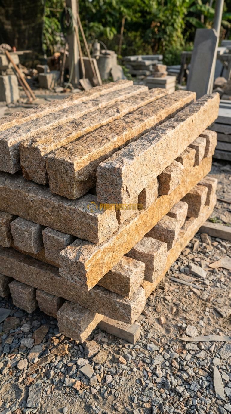 Trụ Đá Chẻ Granite Hồng 100cm