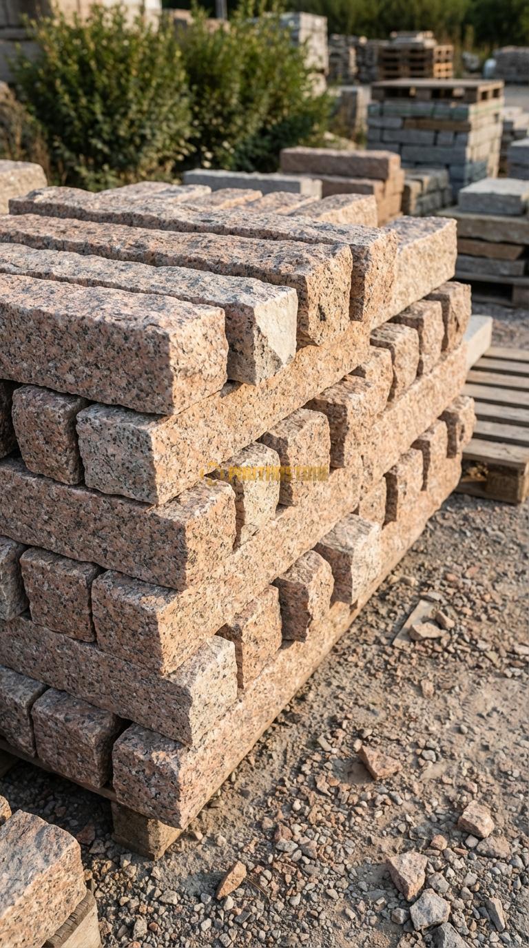 Trụ Đá Chẻ Granite Hồng 80cm
