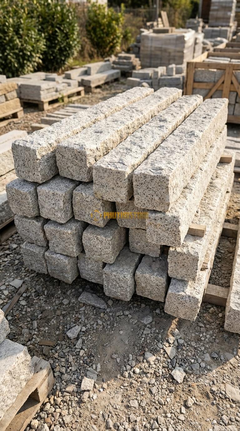 Trụ Đá Chẻ Granite Trắng Muối Tiêu 120cm